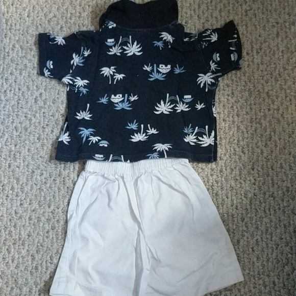 3T tropical set: Palm tree polo & white shorts - Picture 5 of 5